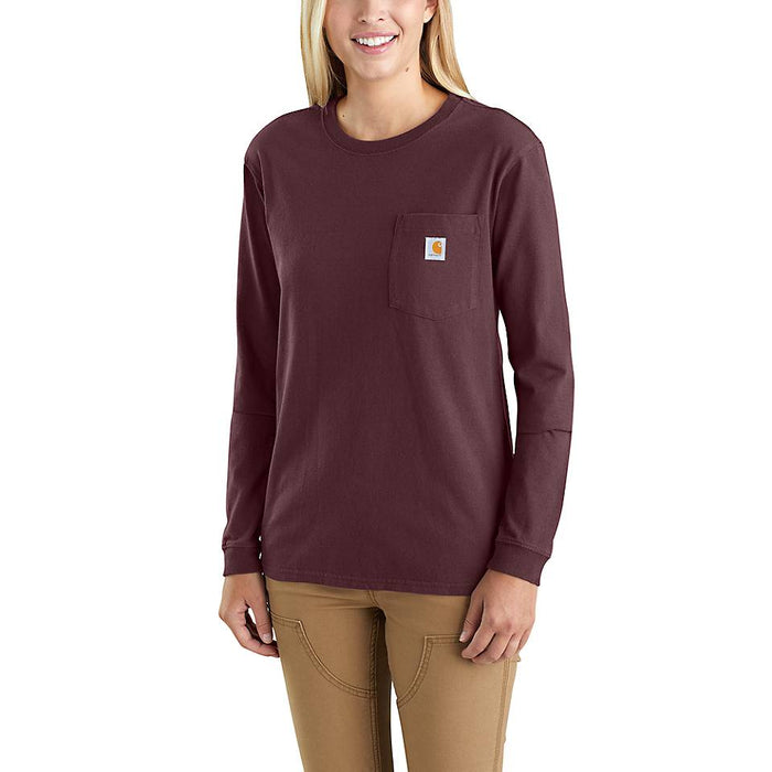Long Sleeved Pocket Work Tee For Women, 100% Cotton