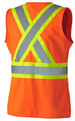 Full Front Zipper Women's Safety Vest With Radiophone Strap