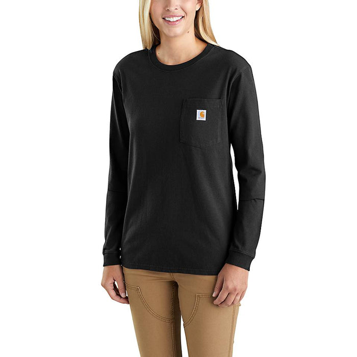 Long Sleeved Pocket Work Tee For Women, 100% Cotton