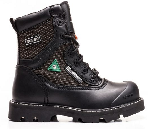 ROYER 8" Black Leather Work Boot For Men, Waterproof Full-Grain Leather