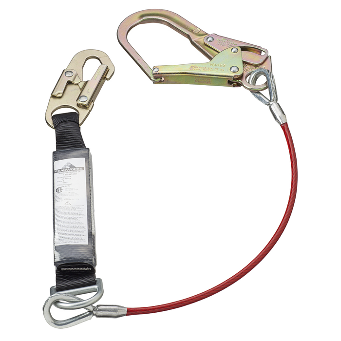 PEAKWORKS E4 Shock Absorb Lanyard - SP - Single Leg- Galv Cable - Snap —  Ono Work & Safety
